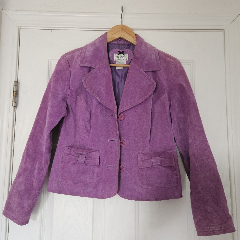 Vintage Live A Little Purple Leather Jacket Western Women’s Size PM